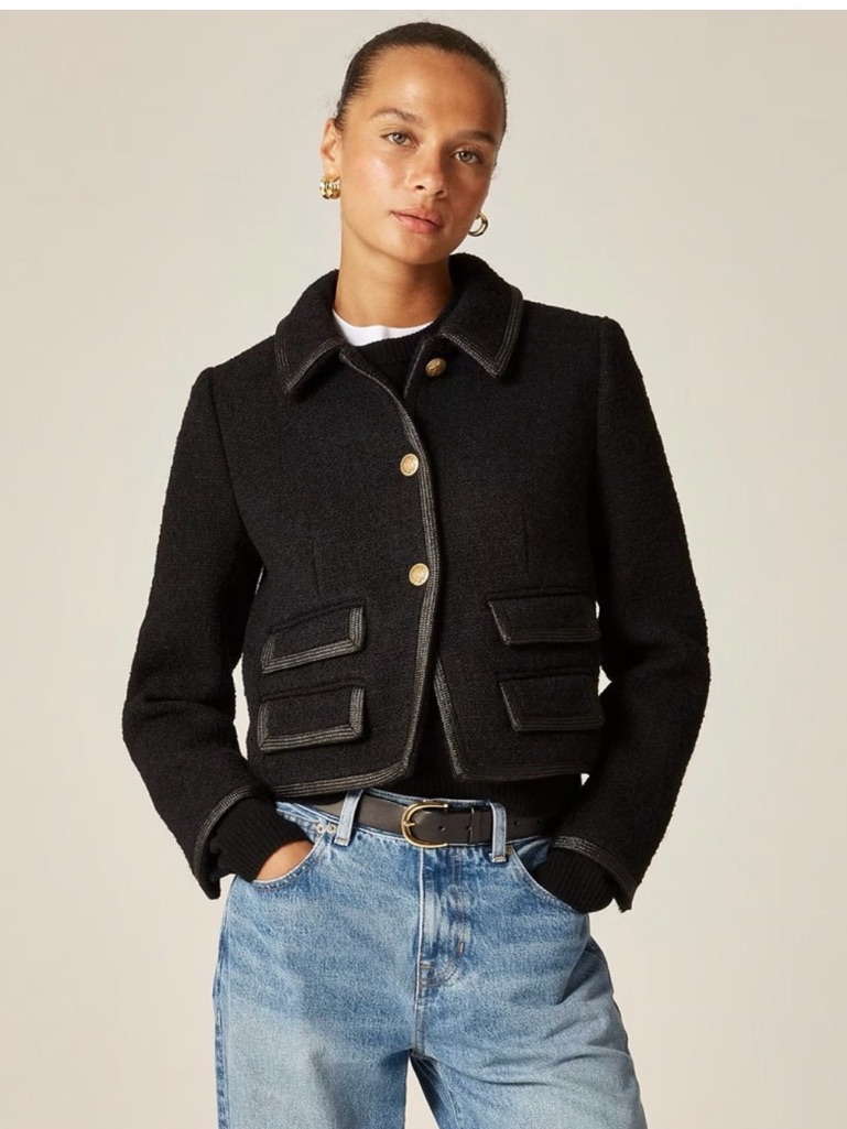 Jcrew Lucie Jacket In Tweed In Black Size 4 Fall 2025 $348